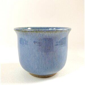 Studio Art Pottery Cup Bowl Ramekin Signed Pale Blue